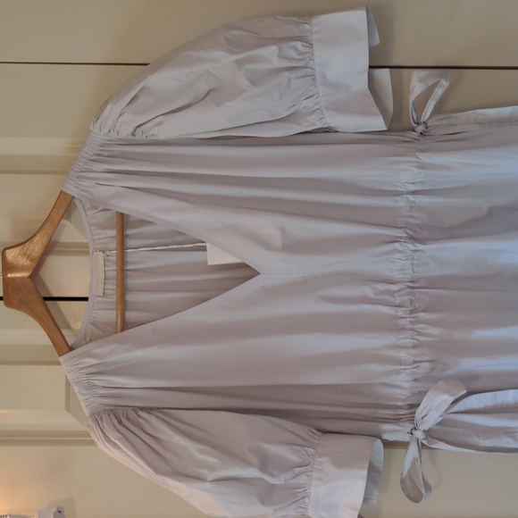 Ulla Johnson Imani Gathered Washed Cotton-Poplin Midi Dress In Dove Size 12 - Picture 2 of 9